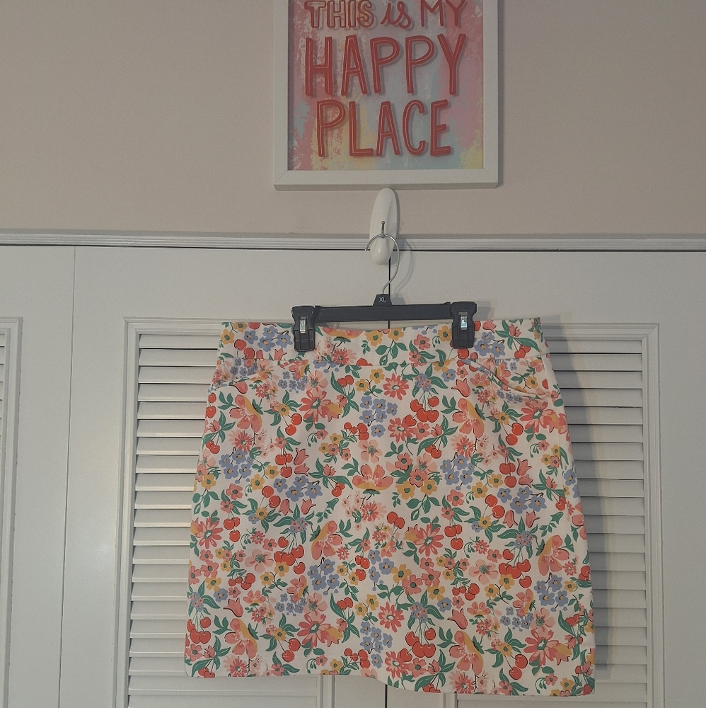 Croft & Barrow Floral Cherries Woven Skirt/Skort Size 14